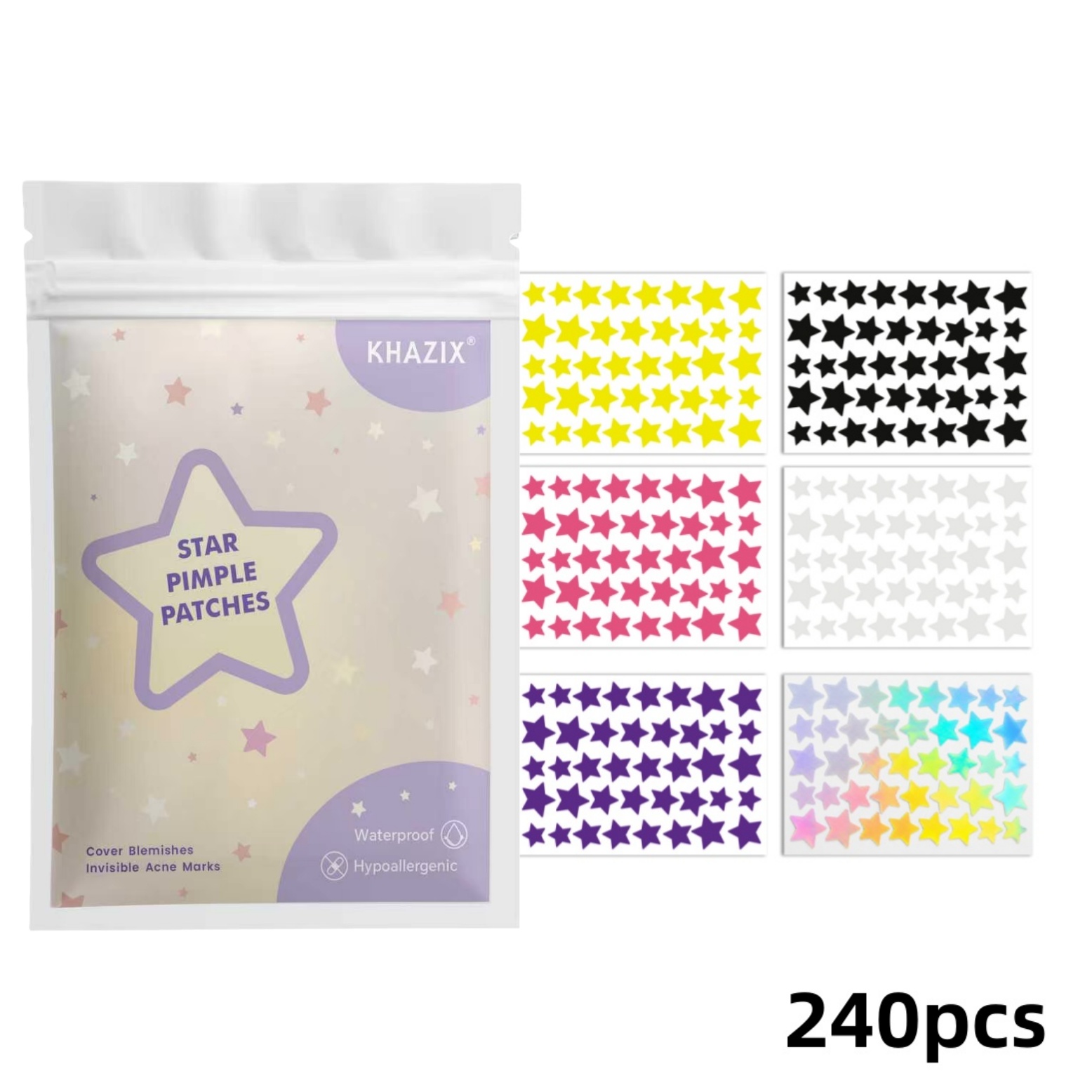 Hydrocolloid Acne Patch - 240 Patchs Étoiles Hydrocolloïdes pour le