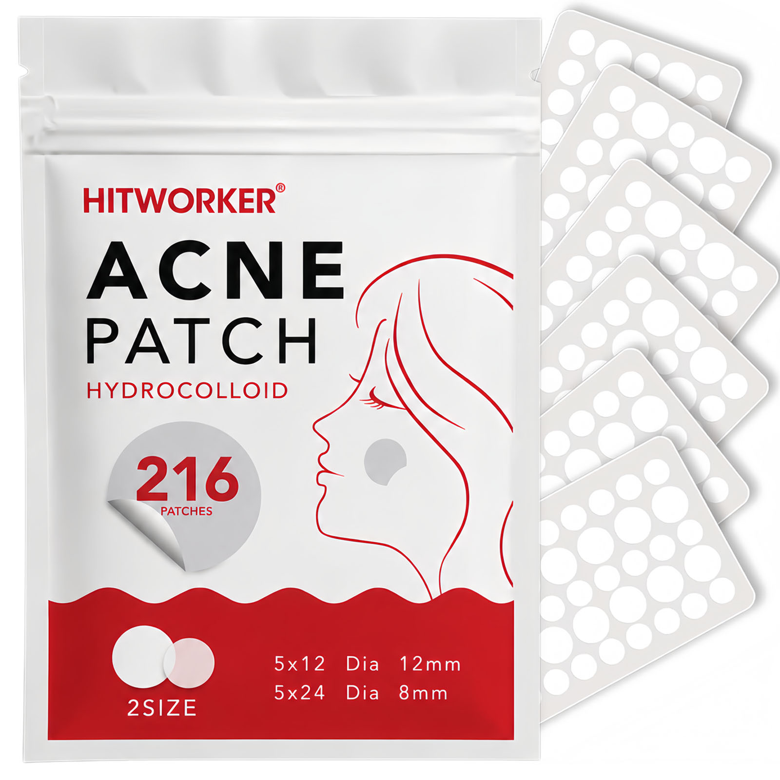 Hydrocolloid Acne Patch - 216 patchs hydrocolloïdes pour boutons, 2